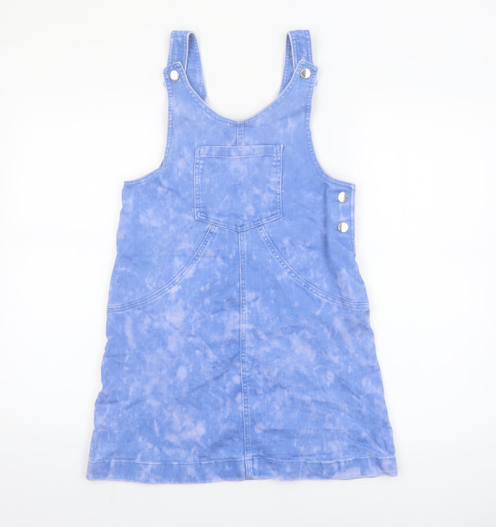 F&F Girls Blue Tie Dye Pinafore Denim Dress 13-14 Years Casual Sleeveless