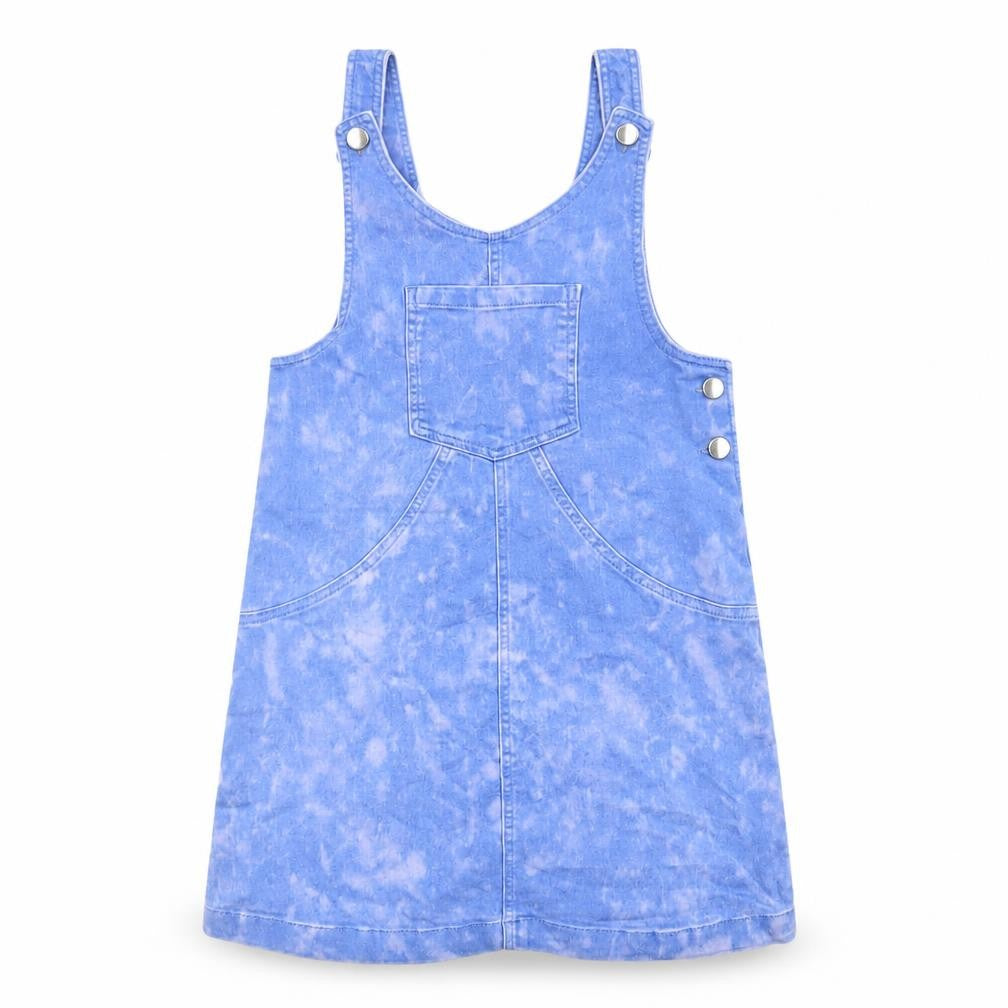 F&F Girls Blue Tie Dye Pinafore Denim Dress 13-14 Years Casual Sleeveless
