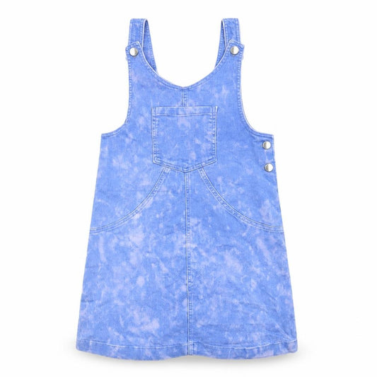 F&F Girls Blue Tie Dye Pinafore Denim Dress 13-14 Years Casual Sleeveless