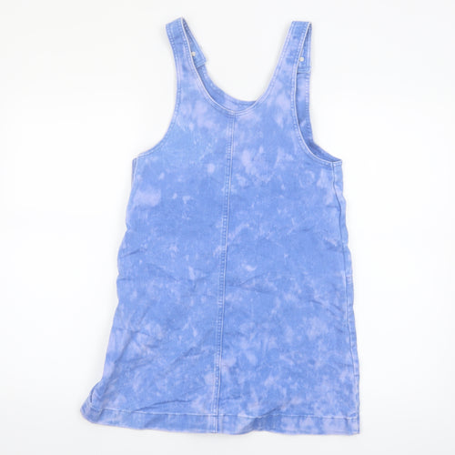 F&F Girls Blue Tie Dye Pinafore Denim Dress 13-14 Years Casual Sleeveless