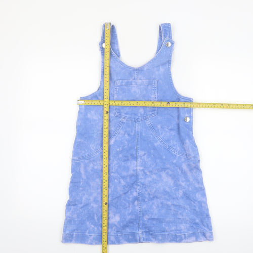 F&F Girls Blue Tie Dye Pinafore Denim Dress 13-14 Years Casual Sleeveless