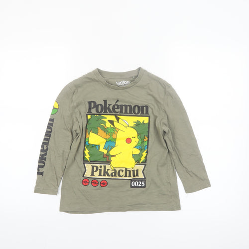 Pokémon Boys Green Pikachu Long Sleeve Graphic T-Shirt 6 Years