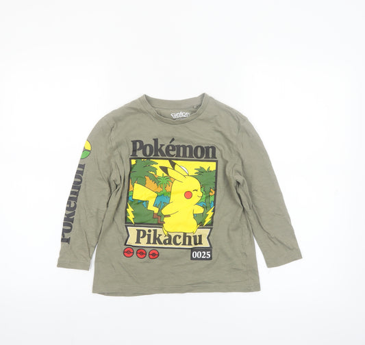 Pokémon Boys Green Pikachu Long Sleeve Graphic T-Shirt 6 Years