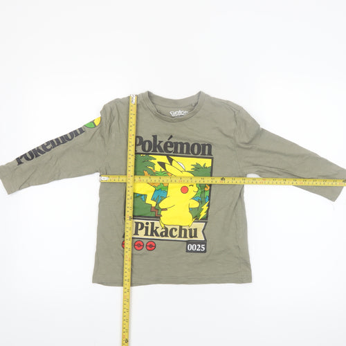 Pokémon Boys Green Pikachu Long Sleeve Graphic T-Shirt 6 Years