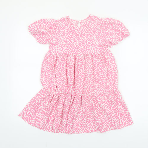 St Bernard Girls Pink Spotted A-Line Puff Sleeve Dress 7-8 Years