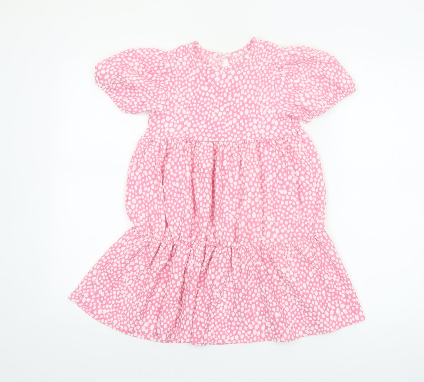 St Bernard Girls Pink Spotted A-Line Puff Sleeve Dress 7-8 Years