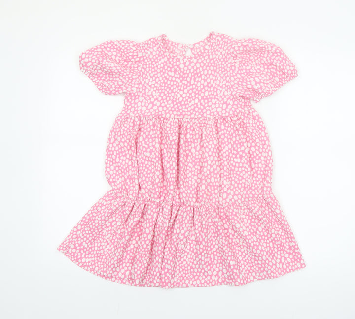 St Bernard Girls Pink Spotted A-Line Puff Sleeve Dress 7-8 Years