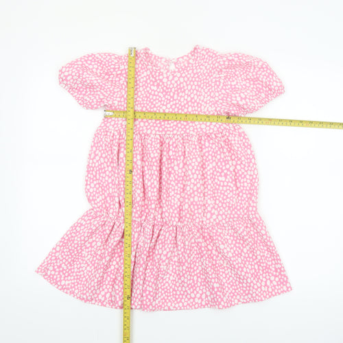 St Bernard Girls Pink Spotted A-Line Puff Sleeve Dress 7-8 Years