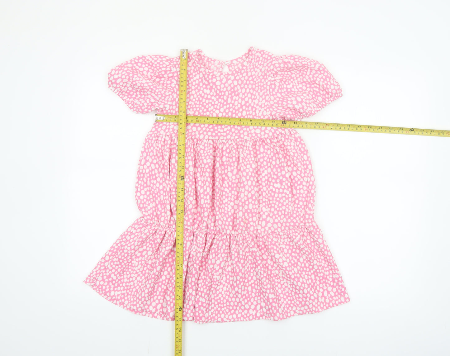 St Bernard Girls Pink Spotted A-Line Puff Sleeve Dress 7-8 Years