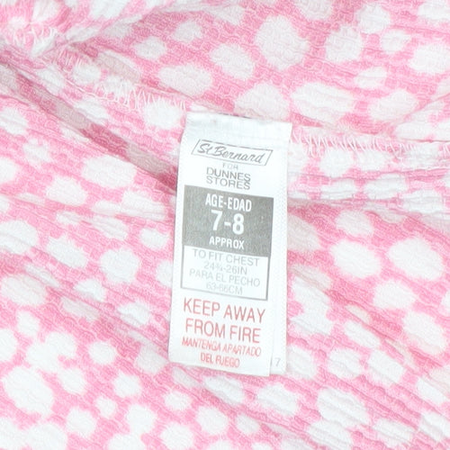 St Bernard Girls Pink Spotted A-Line Puff Sleeve Dress 7-8 Years