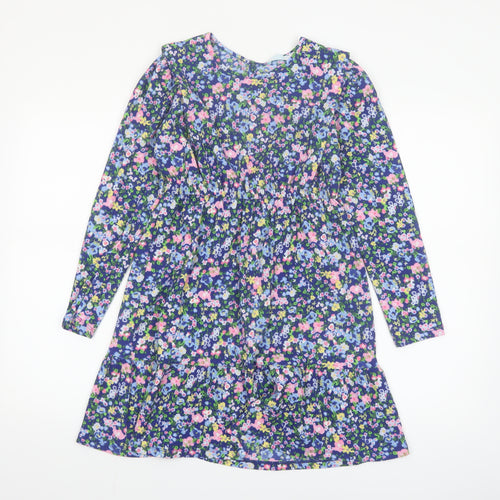 Leigh Tucker Willow Girls Blue Floral A-Line Long Sleeve Dress 8-10 Years