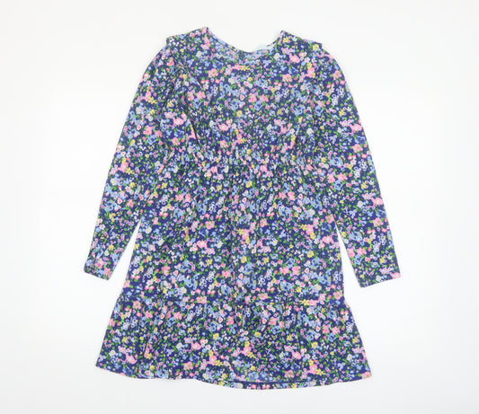 Leigh Tucker Willow Girls Blue Floral A-Line Long Sleeve Dress 8-10 Years