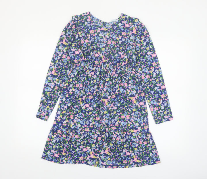 Leigh Tucker Willow Girls Blue Floral A-Line Long Sleeve Dress 8-10 Years