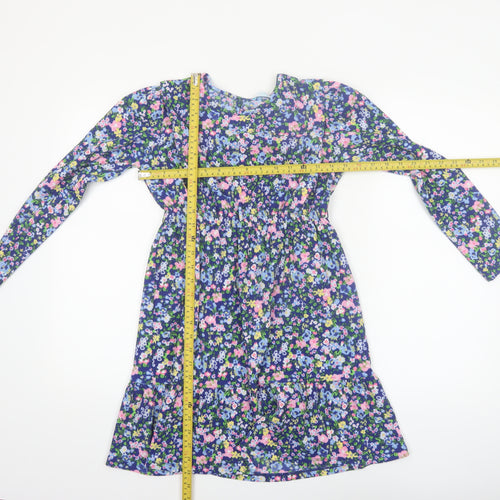 Leigh Tucker Willow Girls Blue Floral A-Line Long Sleeve Dress 8-10 Years