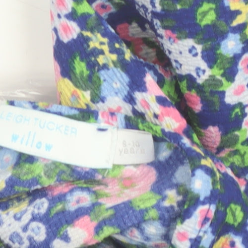 Leigh Tucker Willow Girls Blue Floral A-Line Long Sleeve Dress 8-10 Years