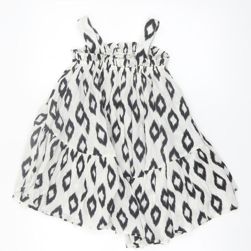 F&F Girls Black Geometric Cotton A-Line Sleeveless Summer Dress 4-5 Years