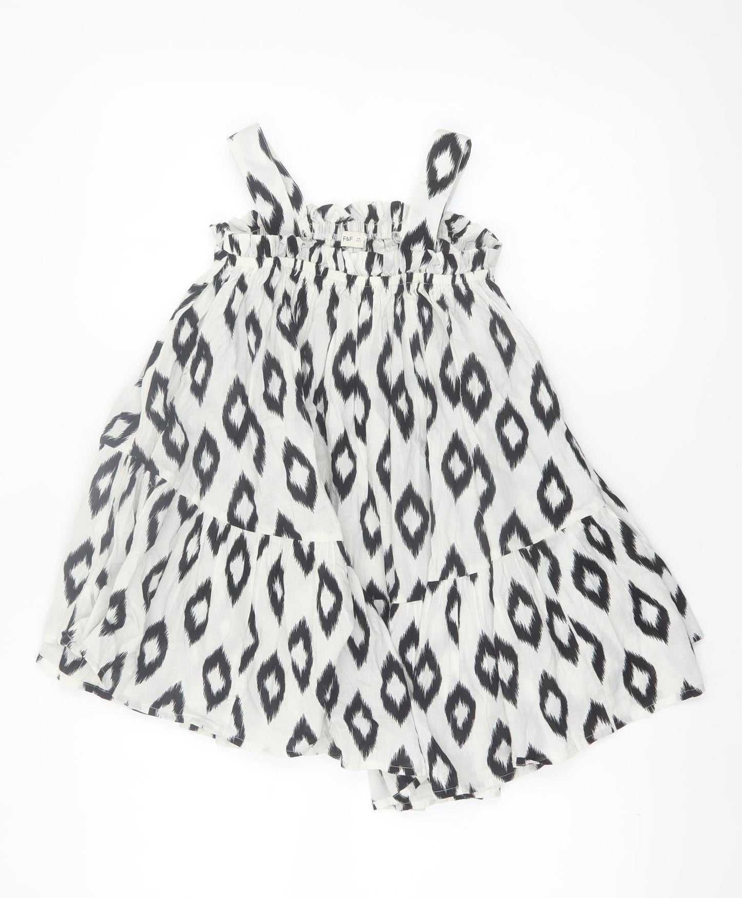 F&F Girls Black Geometric Cotton A-Line Sleeveless Summer Dress 4-5 Years