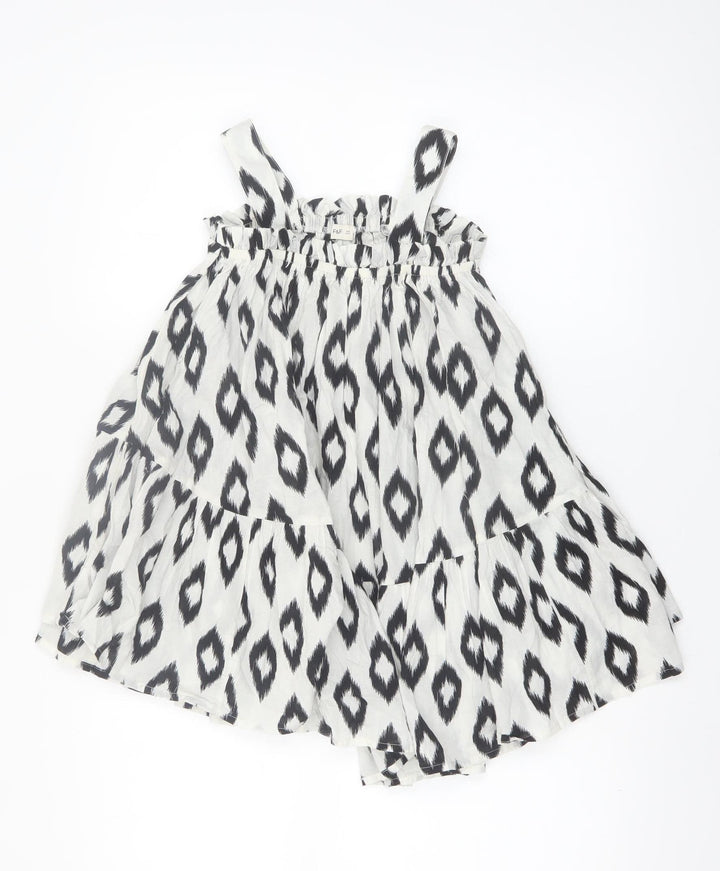 F&F Girls Black Geometric Cotton A-Line Sleeveless Summer Dress 4-5 Years