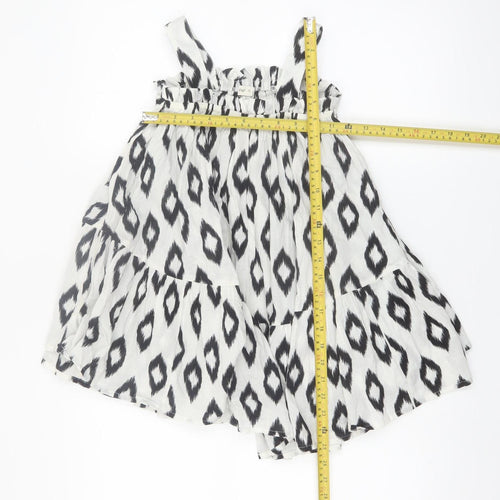 F&F Girls Black Geometric Cotton A-Line Sleeveless Summer Dress 4-5 Years