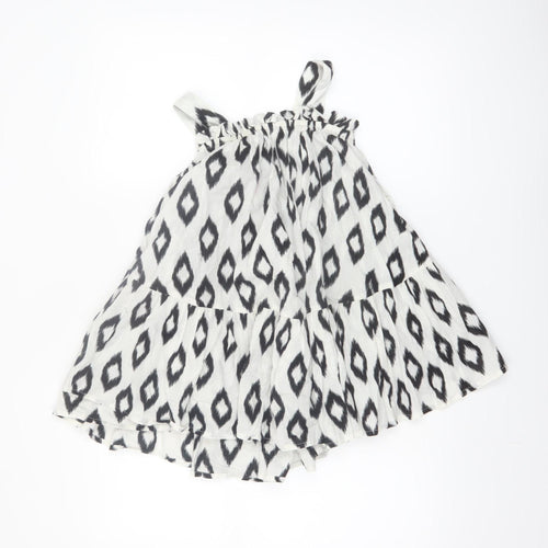 F&F Girls Black Geometric Cotton A-Line Sleeveless Summer Dress 4-5 Years