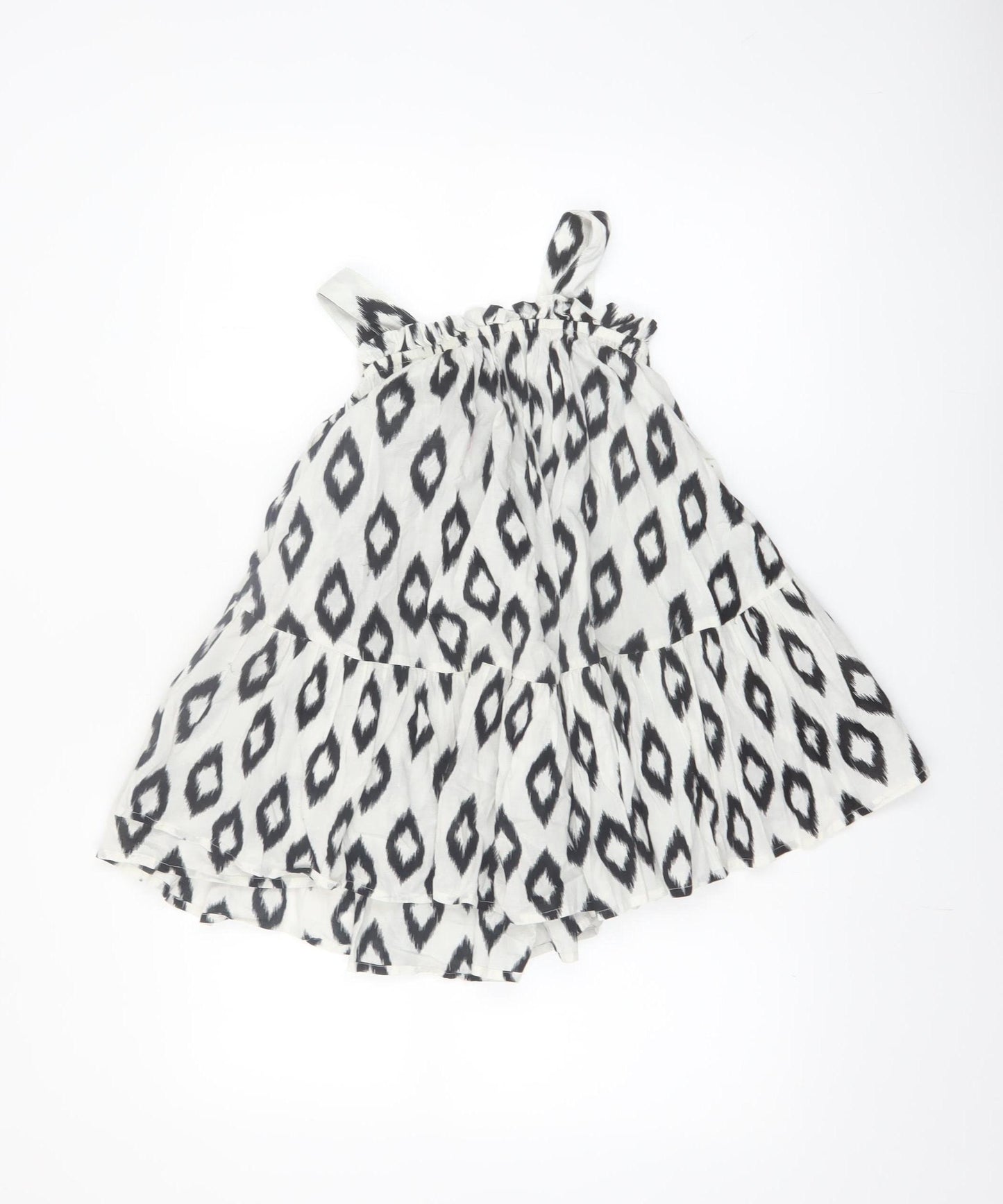 F&F Girls Black Geometric Cotton A-Line Sleeveless Summer Dress 4-5 Years