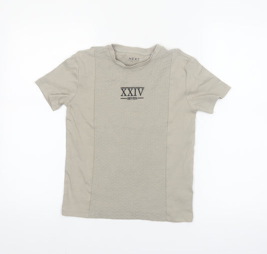 Next Boys Beige XXIV Seven Embroidered Cotton T-Shirt 8 Years