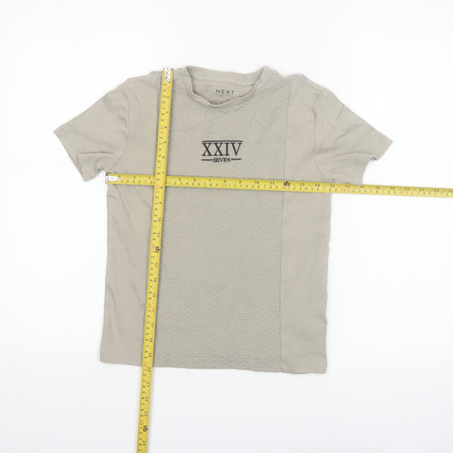 Next Boys Beige XXIV Seven Embroidered Cotton T-Shirt 8 Years