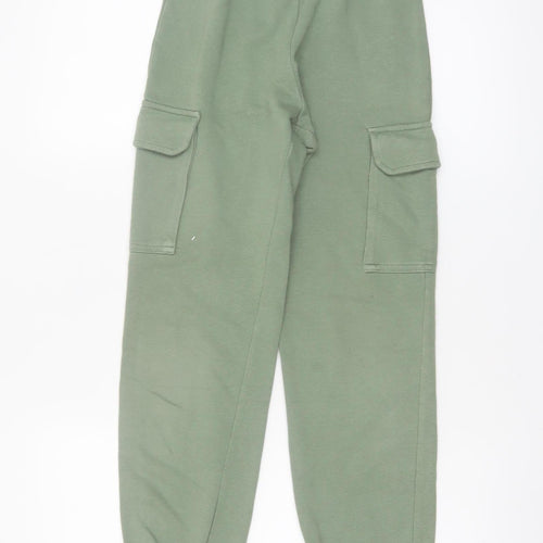 H&M Girls Green Cargo Jogger Trousers 10-11 Years Cotton Blend Casual