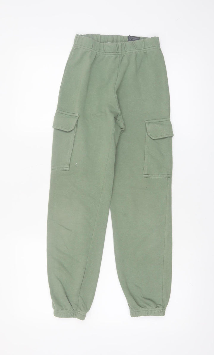 H&M Girls Green Cargo Jogger Trousers 10-11 Years Cotton Blend Casual