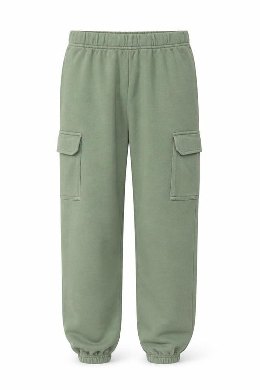 H&M Girls Green Cargo Jogger Trousers 10-11 Years Cotton Blend Casual