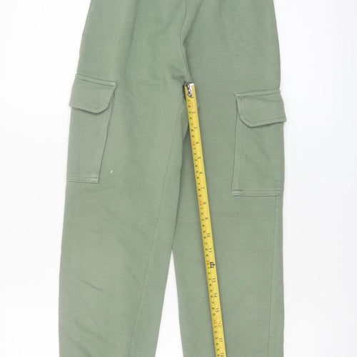 H&M Girls Green Cargo Jogger Trousers 10-11 Years Cotton Blend Casual
