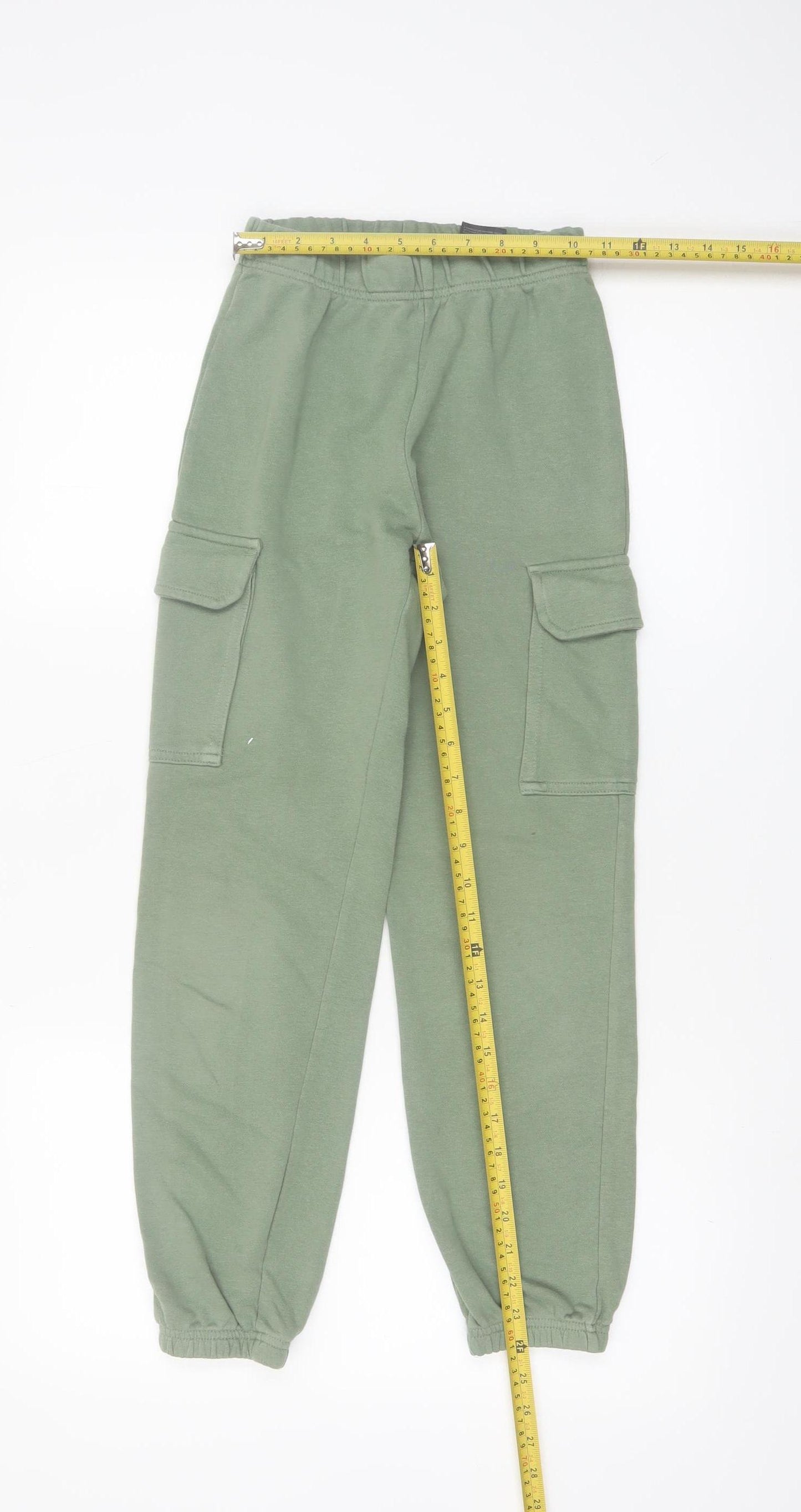 H&M Girls Green Cargo Jogger Trousers 10-11 Years Cotton Blend Casual