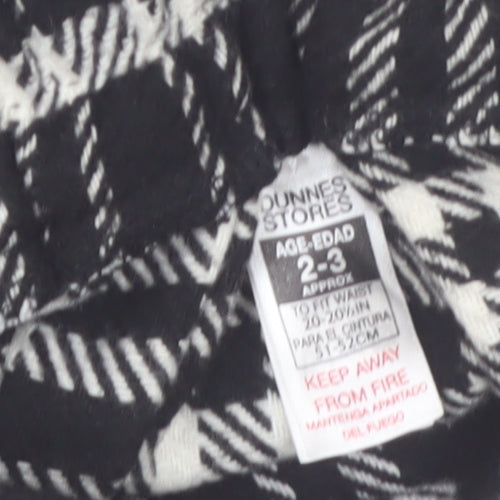 Dunnes Stores Girls Black & White Check Pleated Skirt 2-3 Years