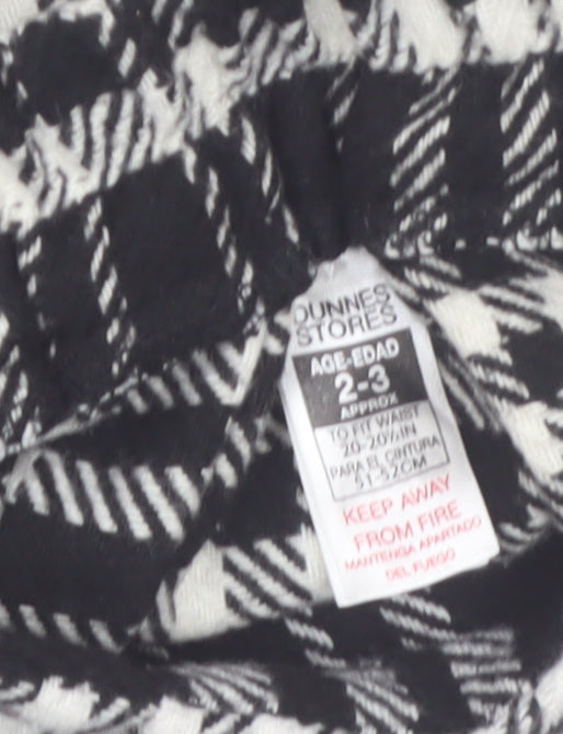 Dunnes Stores Girls Black & White Check Pleated Skirt 2-3 Years
