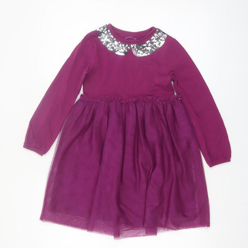 Leigh Tucker Willow Girls Purple Sequin Collar Fit & Flare Dress 6-7 Years