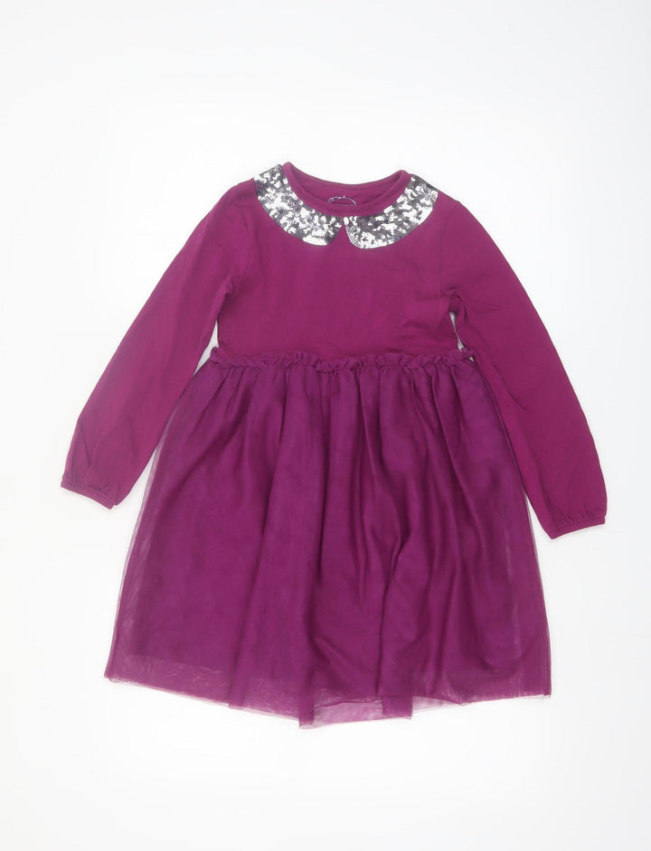 Leigh Tucker Willow Girls Purple Sequin Collar Fit & Flare Dress 6-7 Years