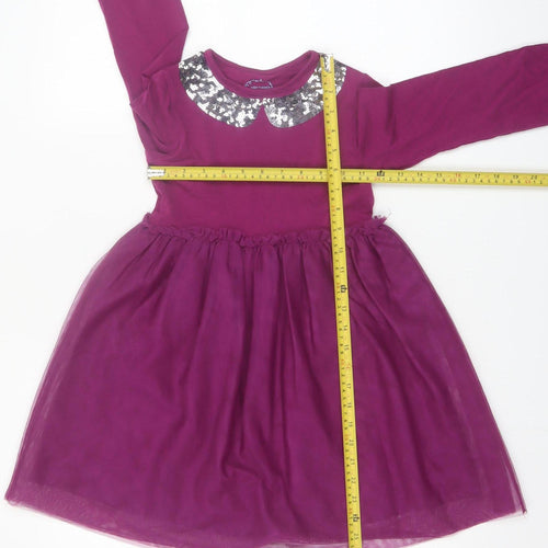 Leigh Tucker Willow Girls Purple Sequin Collar Fit & Flare Dress 6-7 Years