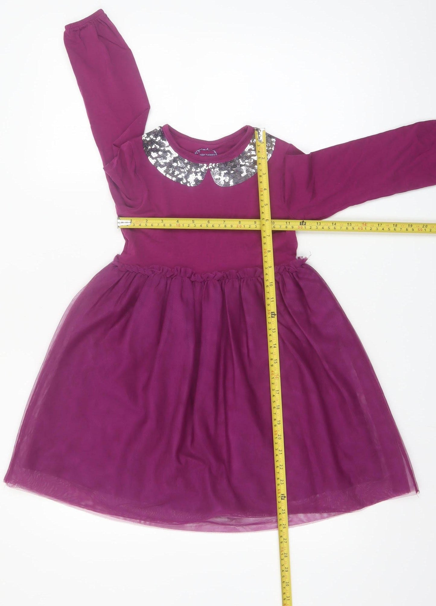 Leigh Tucker Willow Girls Purple Sequin Collar Fit & Flare Dress 6-7 Years