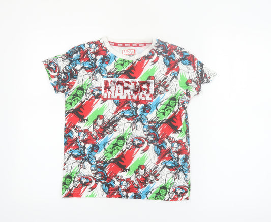 Next Boys Marvel Multicoloured Superhero T-Shirt 8 Years Cotton Crew Neck
