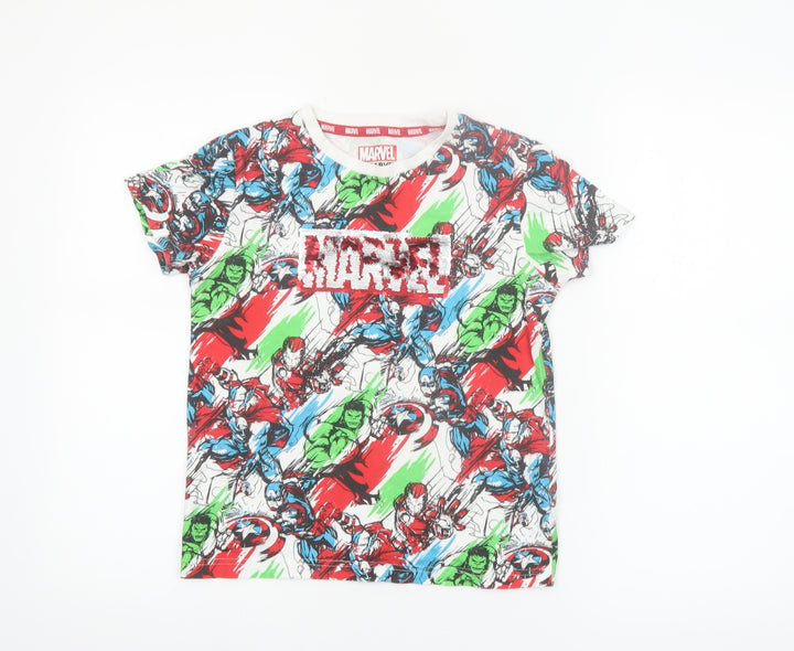 Next Boys Marvel Multicoloured Superhero T-Shirt 8 Years Cotton Crew Neck