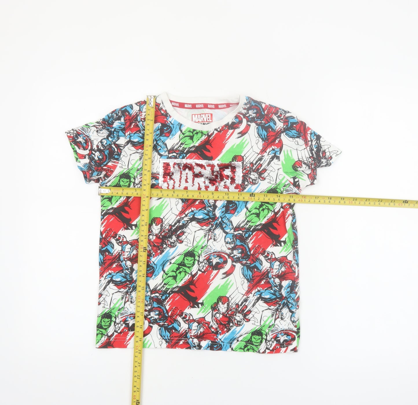 Next Boys Marvel Multicoloured Superhero T-Shirt 8 Years Cotton Crew Neck