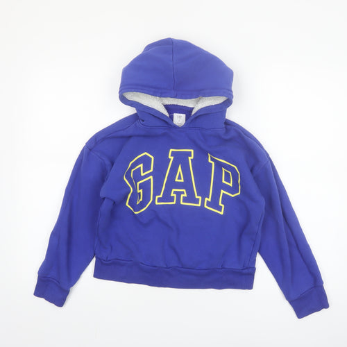 GAP Kids Blue Pullover Hoodie Boys M (8) Logo Print Fleece Sweatshirt