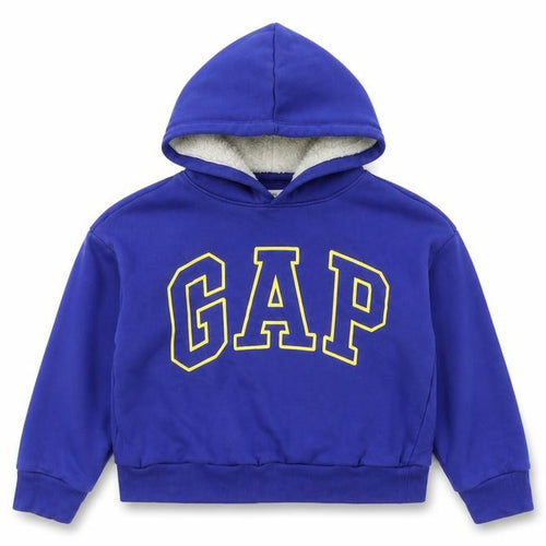 Gap Kids Blue Pullover Hoodie Boys M (8) Logo Print Fleece Sweatshirt