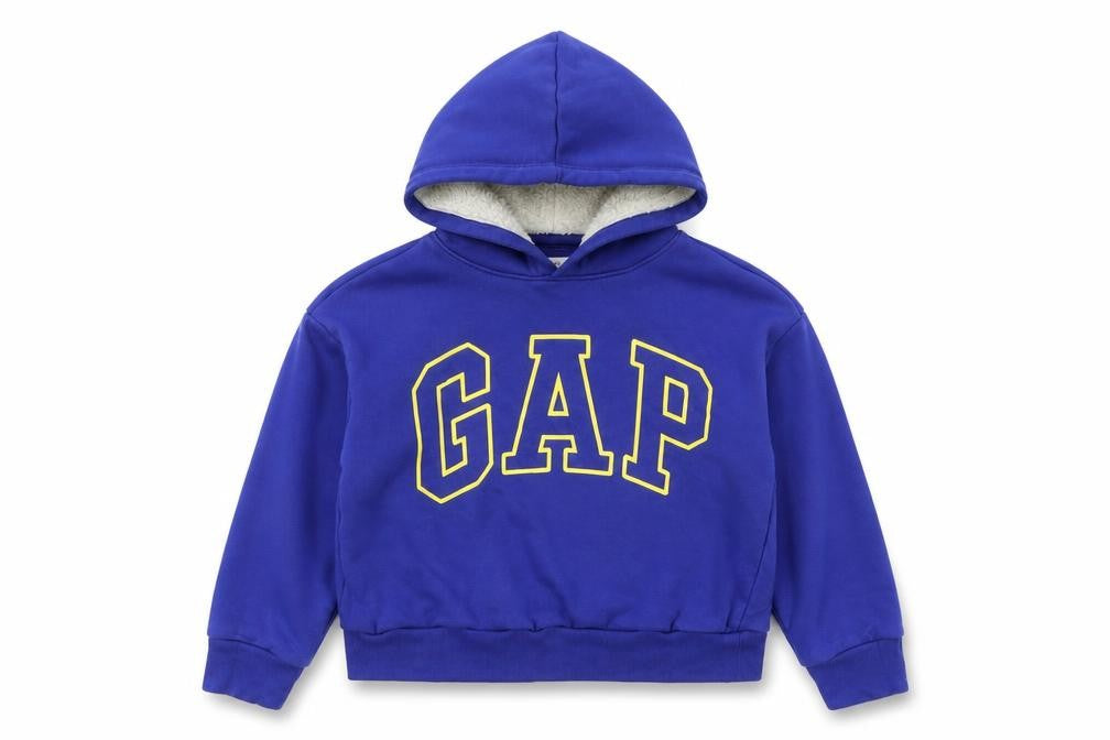 Gap Kids Blue Pullover Hoodie Boys M (8) Logo Print Fleece Sweatshirt