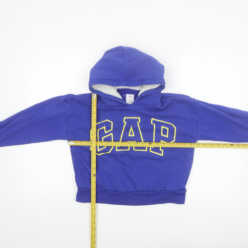 GAP Kids Blue Pullover Hoodie Boys M (8) Logo Print Fleece Sweatshirt