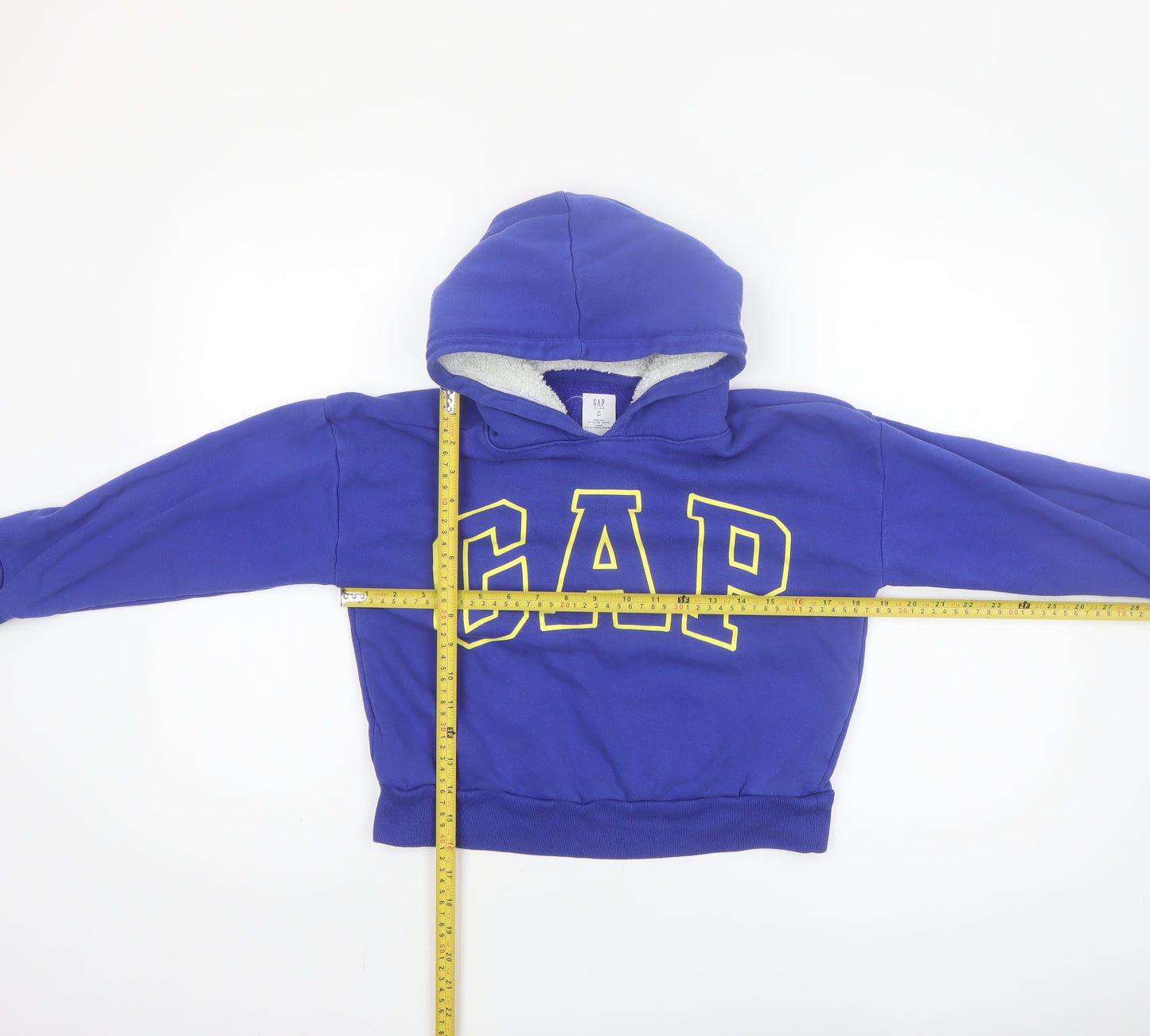 GAP Kids Blue Pullover Hoodie Boys M (8) Logo Print Fleece Sweatshirt