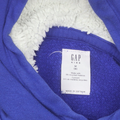 GAP Kids Blue Pullover Hoodie Boys M (8) Logo Print Fleece Sweatshirt