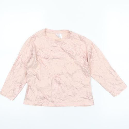 Zara Girls Pink Long Sleeve Cotton T-Shirt 6-7 Years