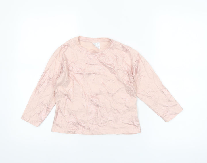 Zara Girls Pink Long Sleeve Cotton T-Shirt 6-7 Years