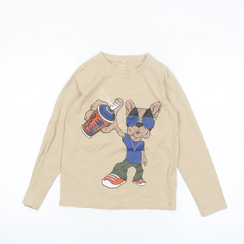 Name It Boys Beige Long Sleeve Graphic Dog T-Shirt 9-10 Years Cotton